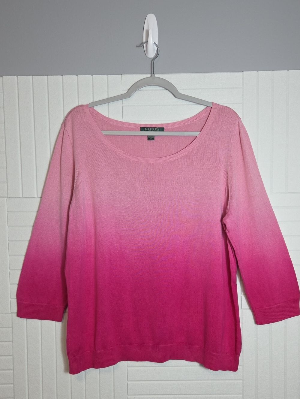 Lauren Ralph Lauren Silk Cotton Pink Ombre Sweater Size 2X